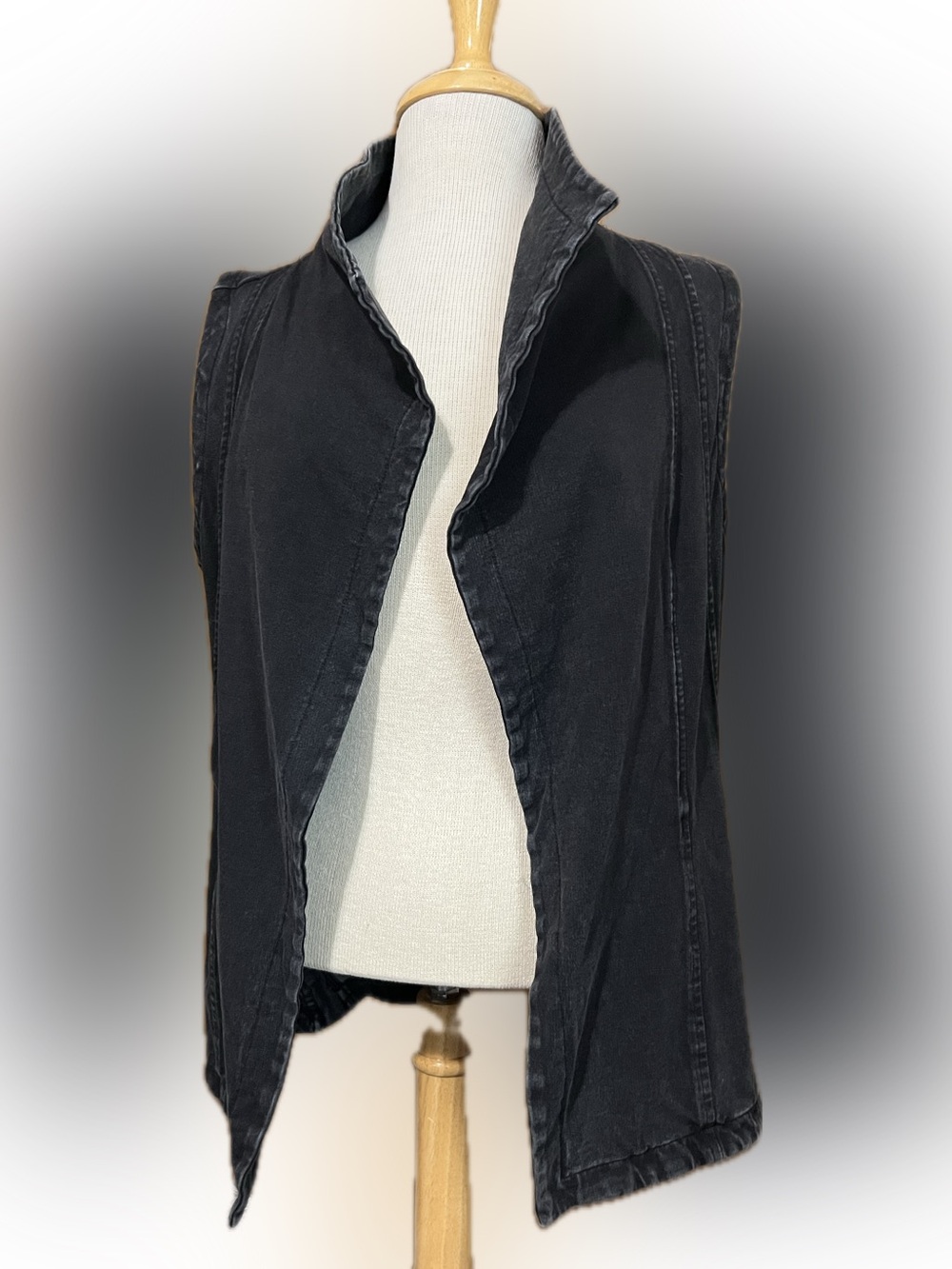 Womens Genuine Harley-Davidson Black Biker Denim Look Motorcycle Vest